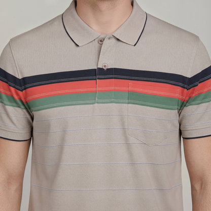 Men's Cotton Printed Collar Polo T-Shirt (TSRP03)