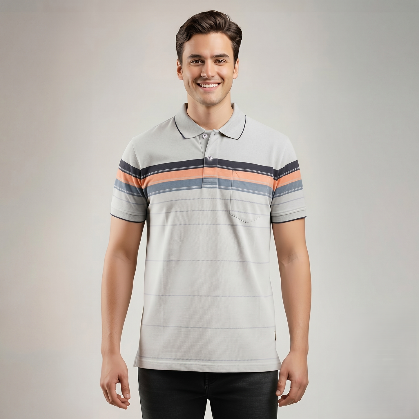 Men's Cotton Printed Collar Polo T-Shirt (TSRP03)