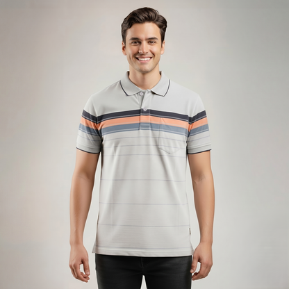 Men's Cotton Printed Collar Polo T-Shirt (TSRP03)