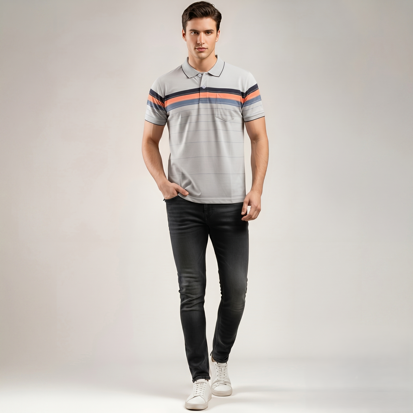 Men's Cotton Printed Collar Polo T-Shirt (TSRP03)