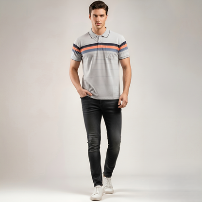 Men's Cotton Printed Collar Polo T-Shirt (TSRP03)