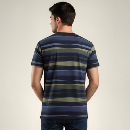 Men's Earth Tone Striped Crew Neck T-Shirt (TSRP05)