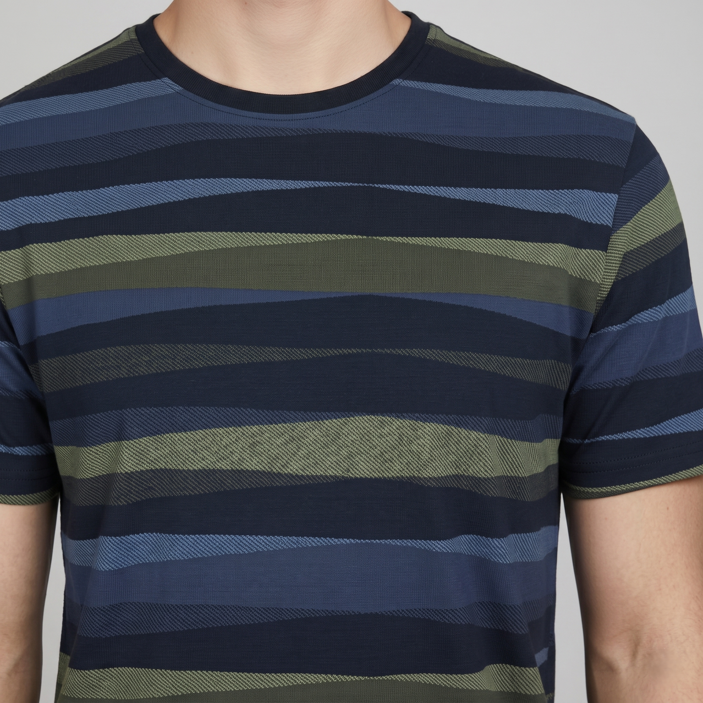 Men's Earth Tone Striped Crew Neck T-Shirt (TSRP05)