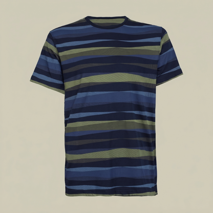 Men's Earth Tone Striped Crew Neck T-Shirt (TSRP05)