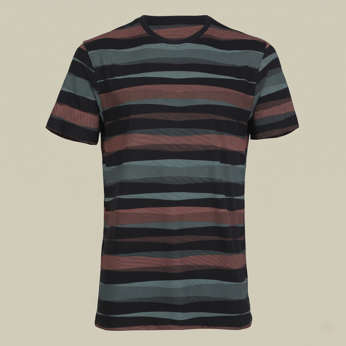 Men's Earth Tone Striped Crew Neck T-Shirt (TSRP05)