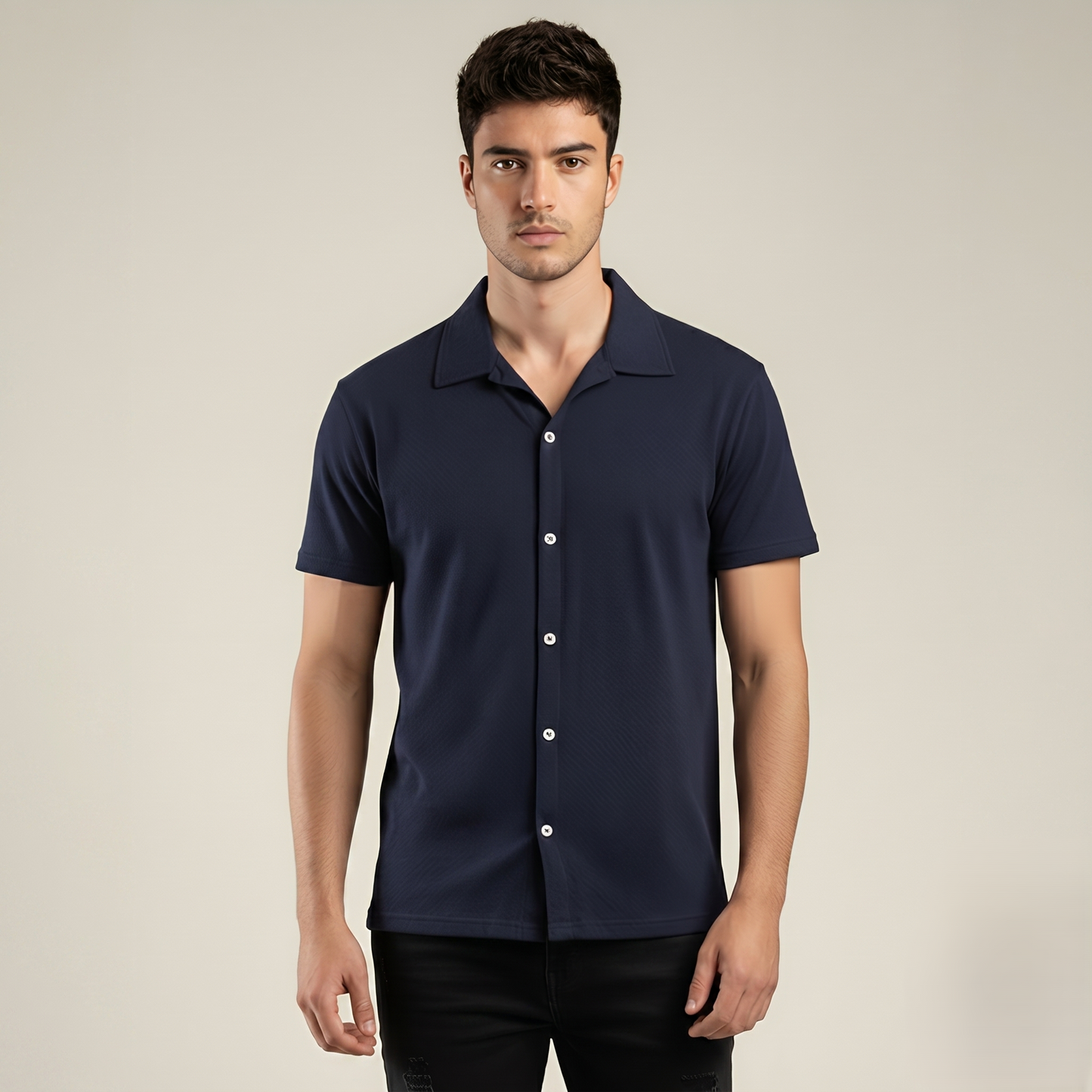 Smart-Casual Full-Button Polo Shirt (TSSJ114)