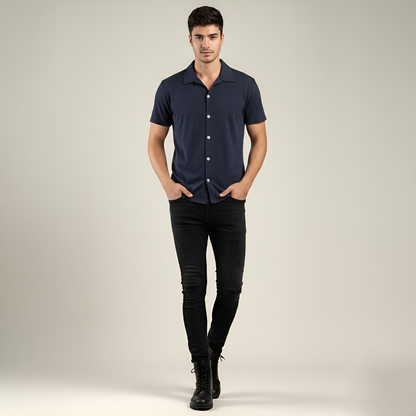 Smart-Casual Full-Button Polo Shirt (TSSJ114)