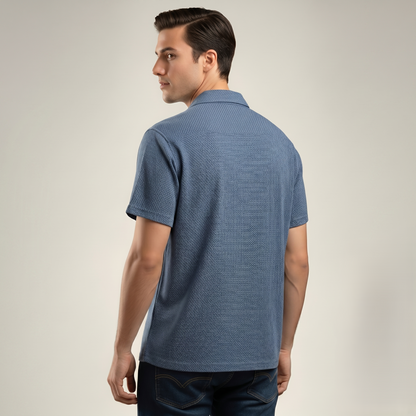 Smart-Casual Micro-Pattern Camp Collar Polo (TSSJ116)