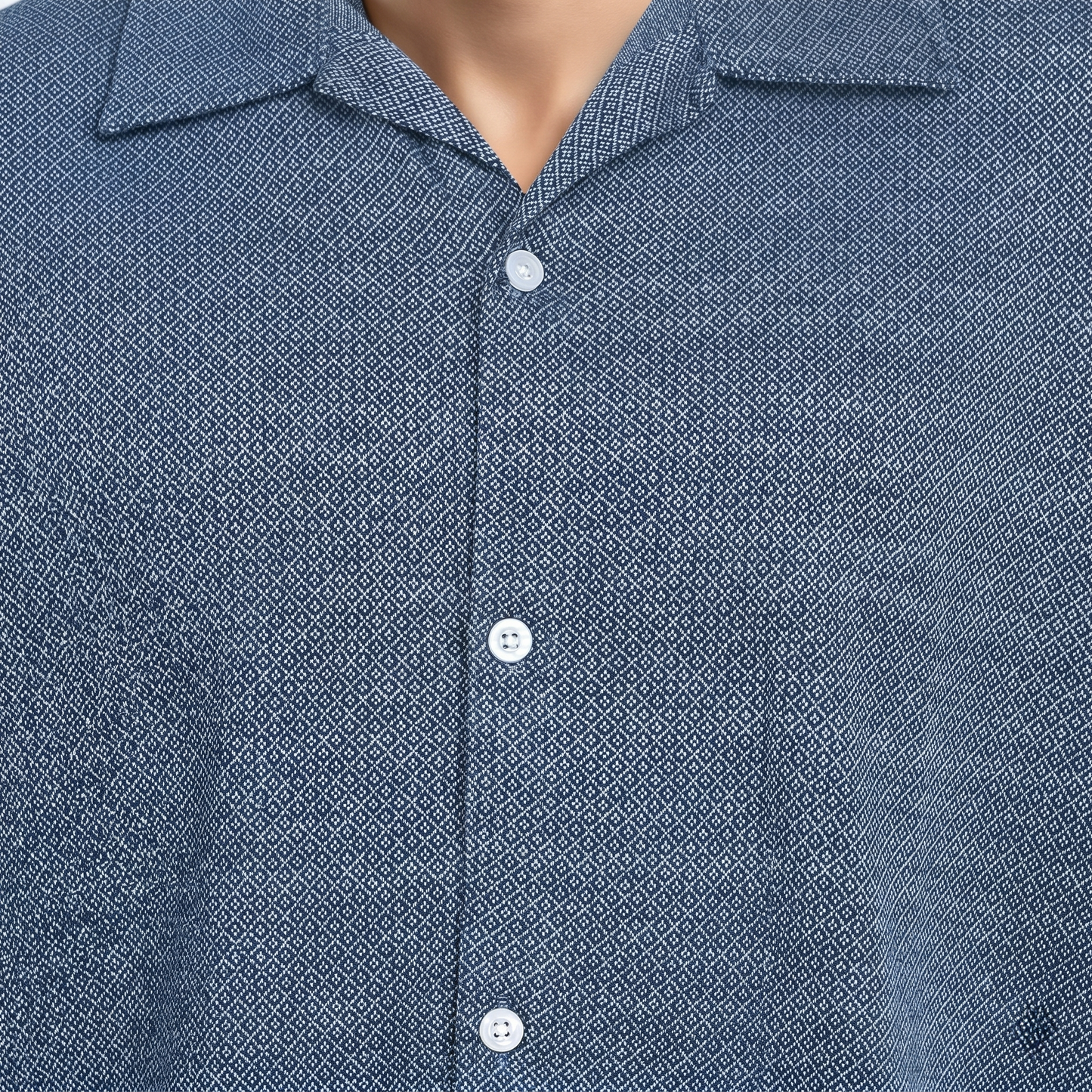 Smart-Casual Micro-Pattern Camp Collar Polo (TSSJ116)