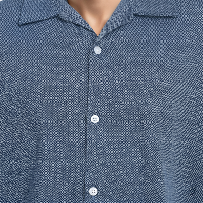 Smart-Casual Micro-Pattern Camp Collar Polo (TSSJ116)