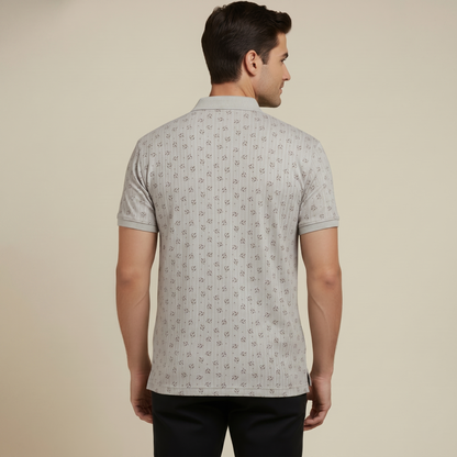 Men's Coral Micro-Print Pocket Polo T-shirt (TSSR011)