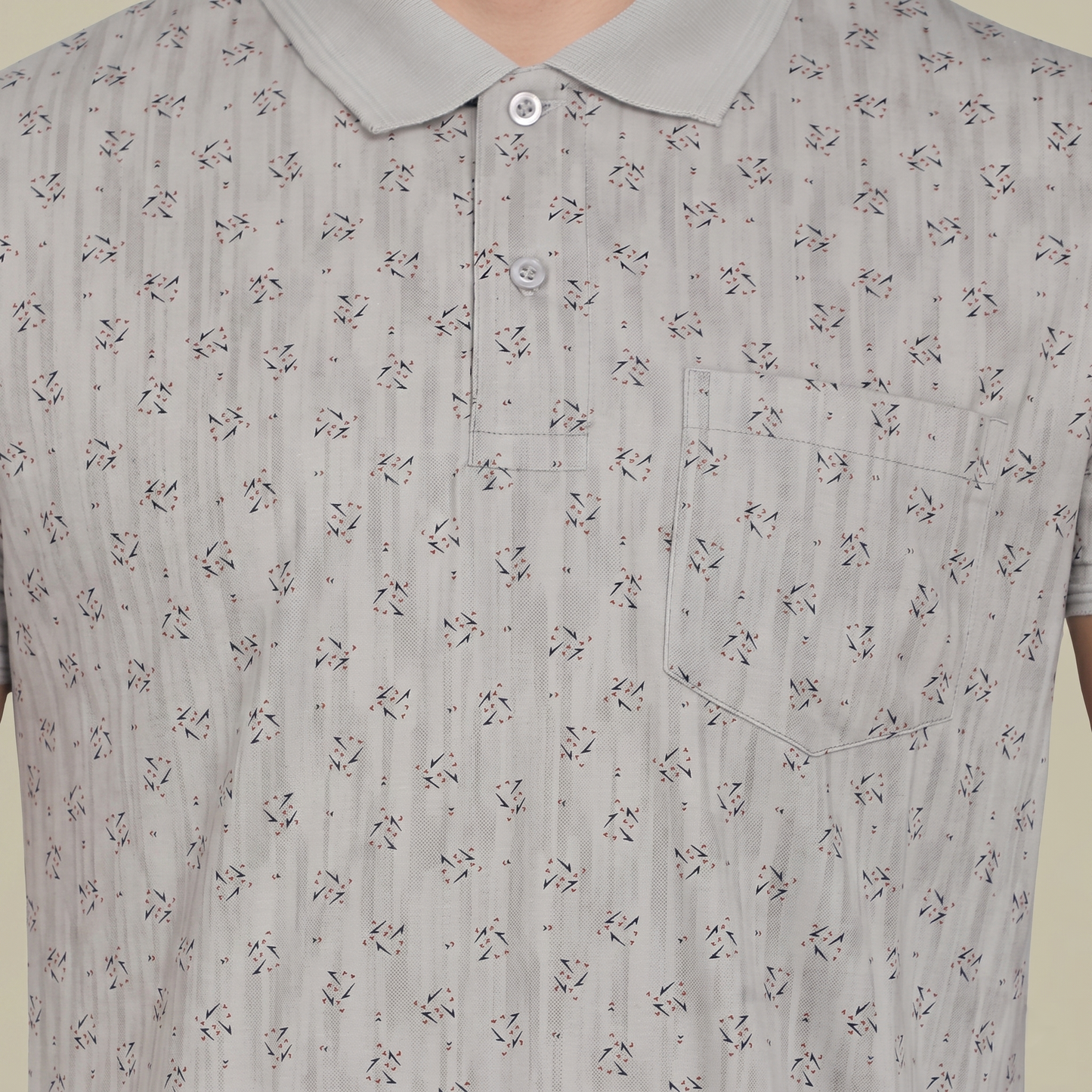 Men's Coral Micro-Print Pocket Polo T-shirt (TSSR011)