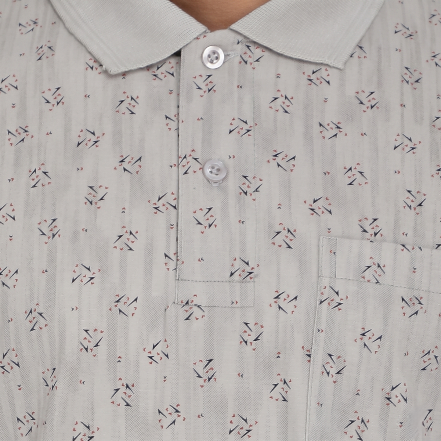 Men's Coral Micro-Print Pocket Polo T-shirt (TSSR011)