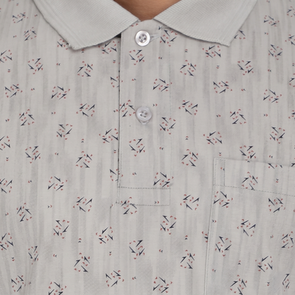 Men's Coral Micro-Print Pocket Polo T-shirt (TSSR011)