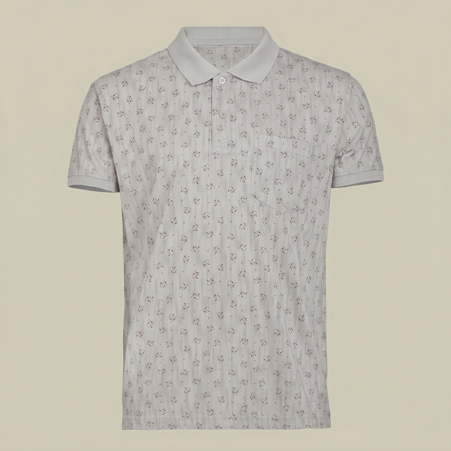 Men's Coral Micro-Print Pocket Polo T-shirt (TSSR011)