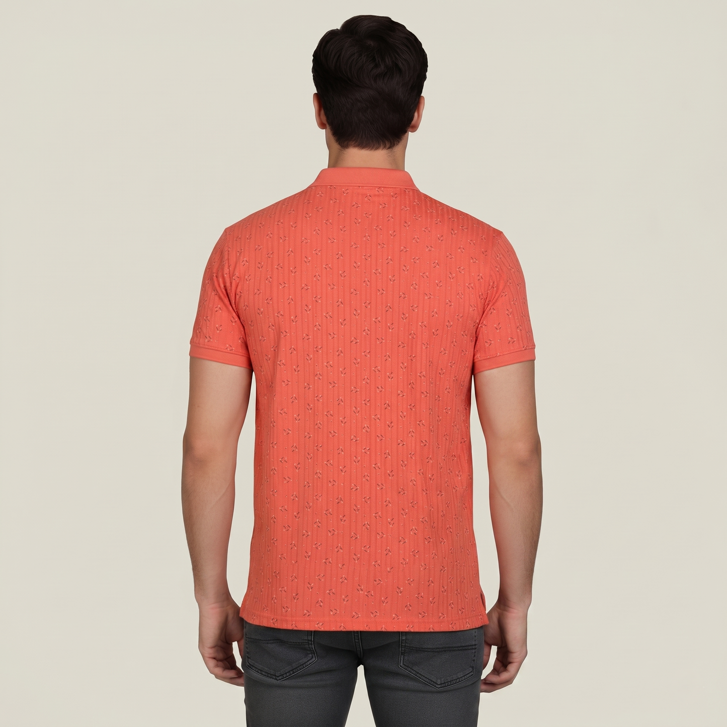 Men's Coral Micro-Print Pocket Polo T-shirt (TSSR011)