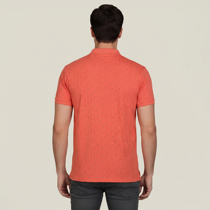 Men's Coral Micro-Print Pocket Polo T-shirt (TSSR011)