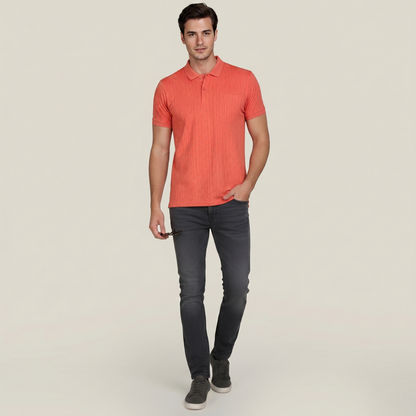 Men's Coral Micro-Print Pocket Polo T-shirt (TSSR011)