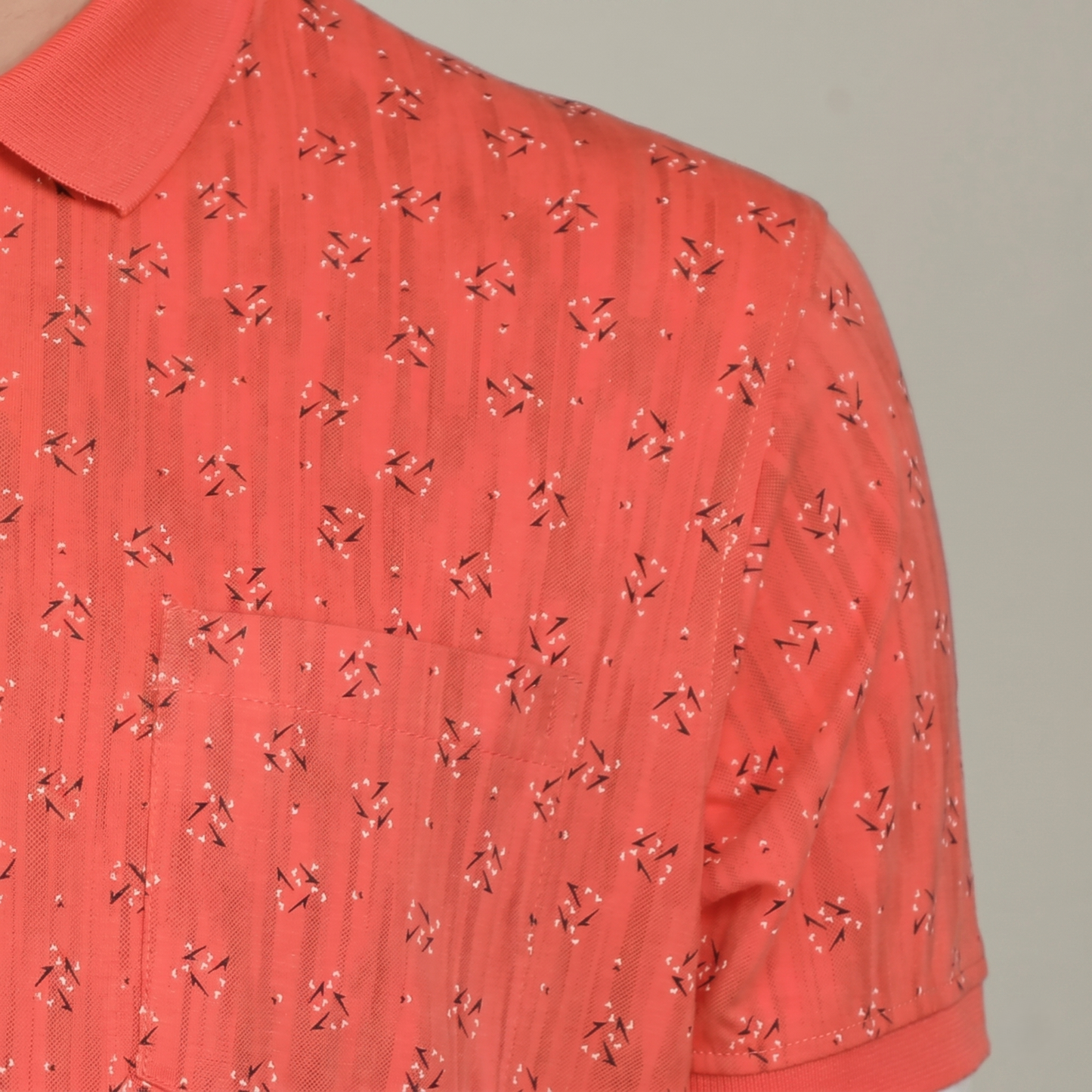 Men's Coral Micro-Print Pocket Polo T-shirt (TSSR011)