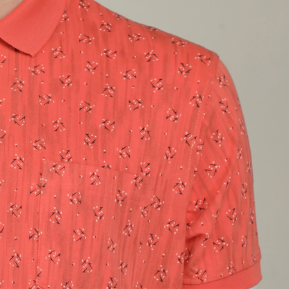 Men's Coral Micro-Print Pocket Polo T-shirt (TSSR011)