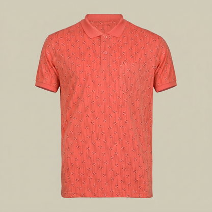 Men's Coral Micro-Print Pocket Polo T-shirt (TSSR011)
