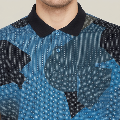 Men's Abstract Geometric Print Pocket Polo T-shirt (TSSR012)