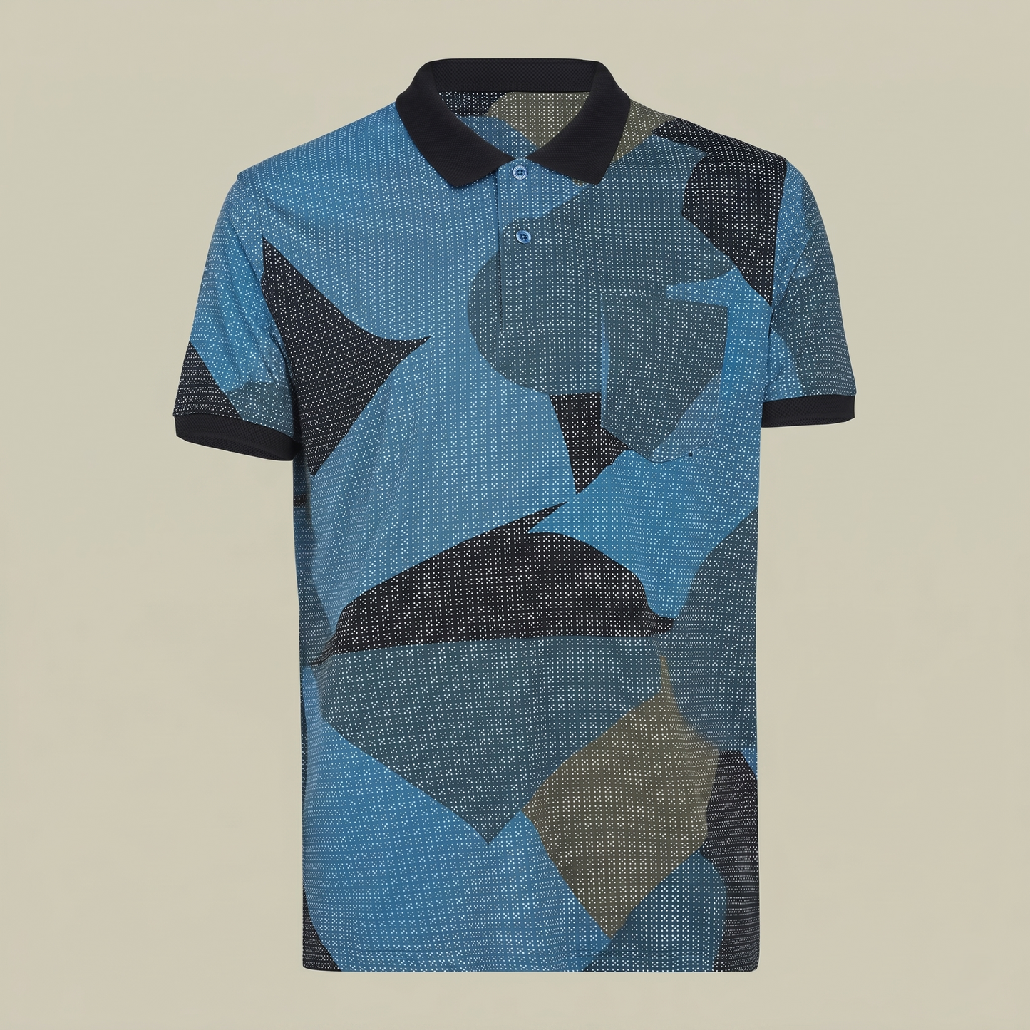Men's Abstract Geometric Print Pocket Polo T-shirt (TSSR012)