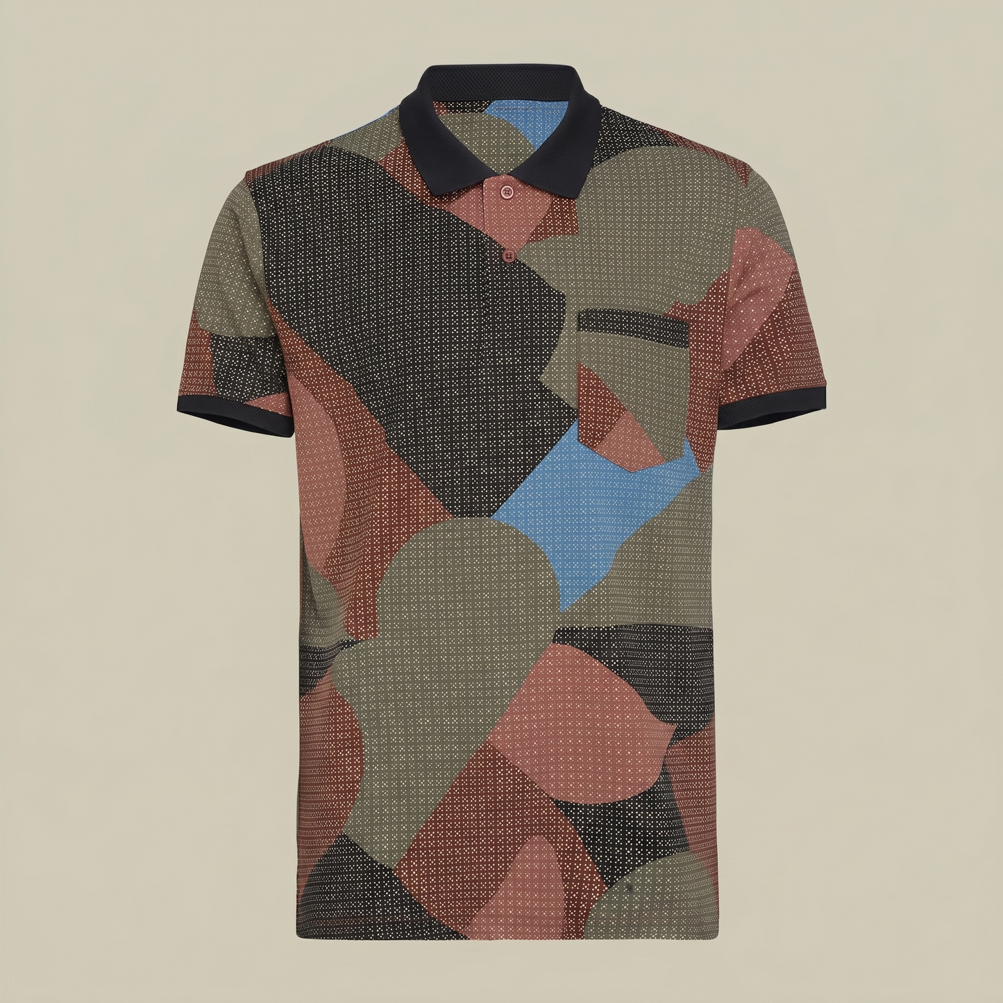 Men's Abstract Geometric Print Pocket Polo T-shirt (TSSR012)