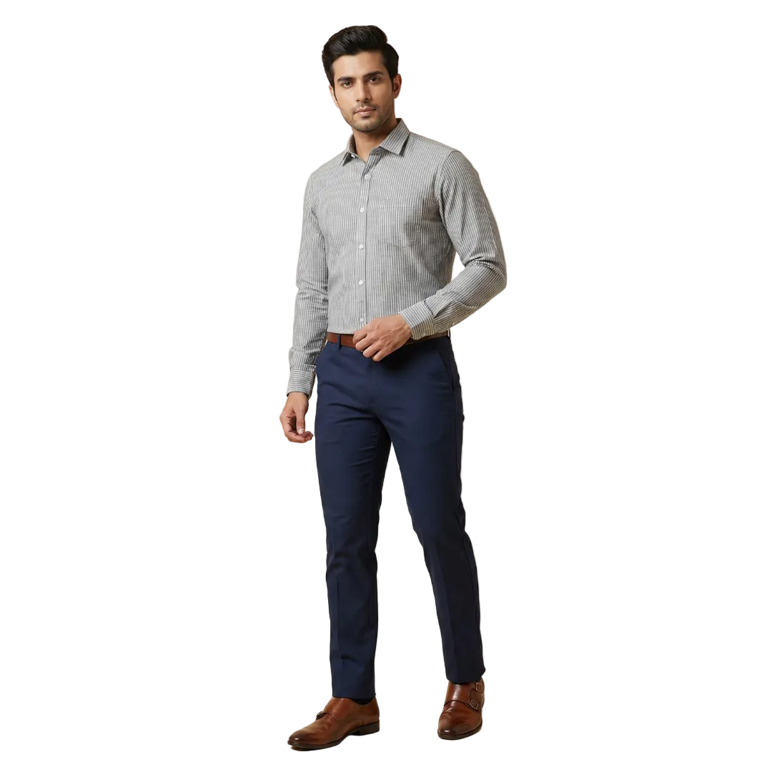 YOUNG & FORMALS by CAMBRIDGE Men's Slim Fit Striped Formal Shirt | Full Sleeves | Spread Collar with Hanging Twin Tape | Premium Office & Business Wear (YF00015SF)