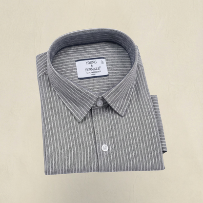 YOUNG & FORMALS by CAMBRIDGE Men's Slim Fit Striped Formal Shirt | Full Sleeves | Spread Collar with Hanging Twin Tape | Premium Office & Business Wear (YF00015SF)
