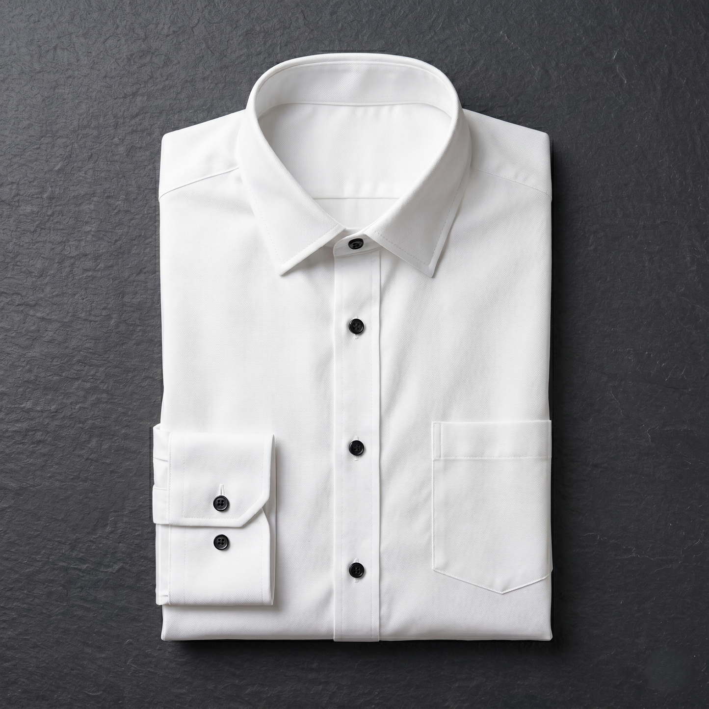 Men's Slim Fit Full Sleeves White Formal Shirt with Black Buttons (WGLDBLKBTSF)