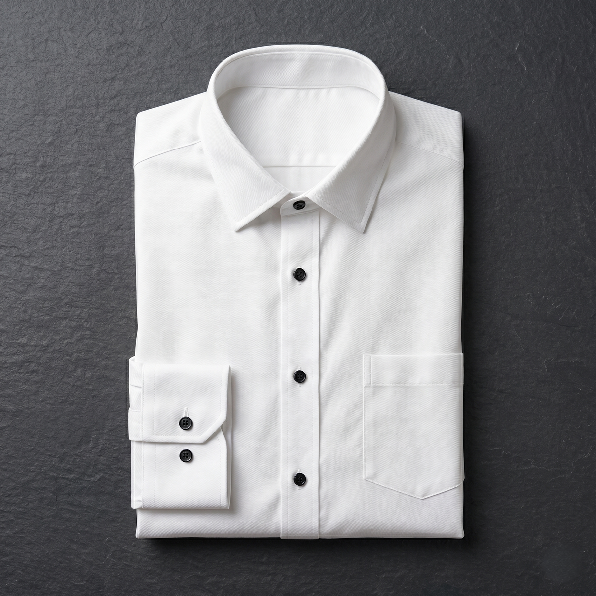 Men's Slim Fit Full Sleeves White Formal Shirt with Black Buttons (WGLDBLKBTSF)