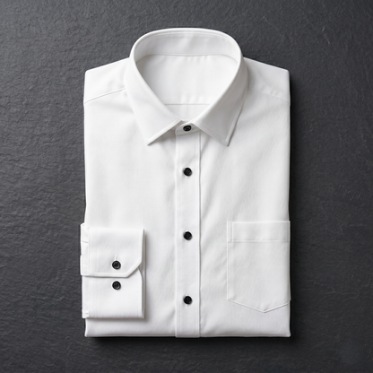 Men's Slim Fit Full Sleeves White Formal Shirt with Black Buttons (WGLDBLKBTSF)